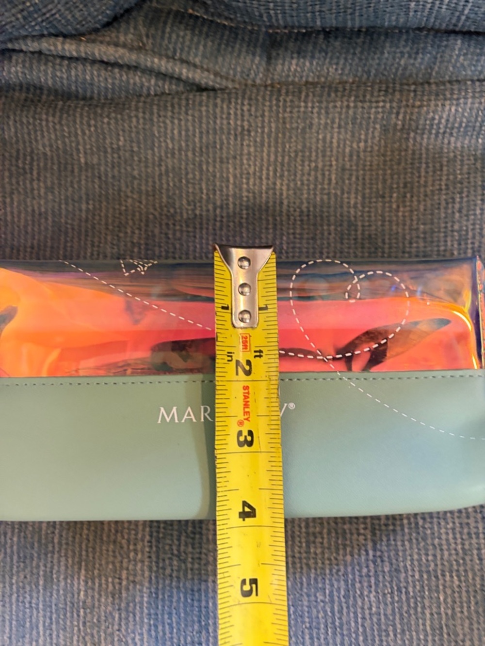 Mary Kay Mint Green and Iridescent Orange Cosmetic Pouch - Picture 3 of 5